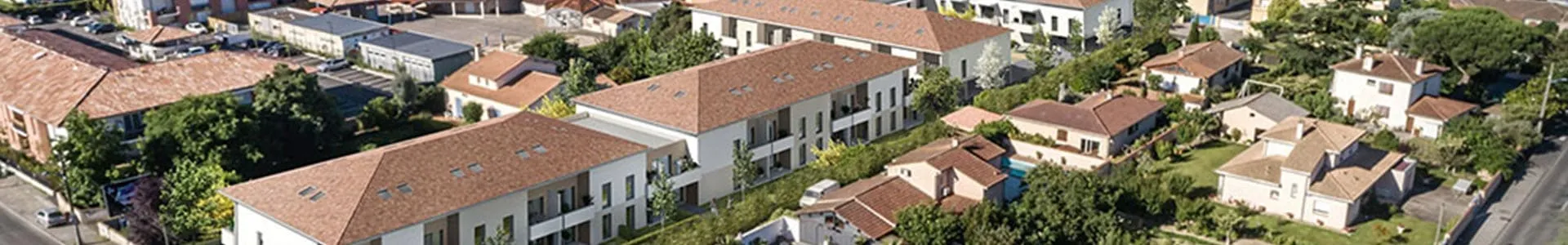 Vue aérienne du quartier autour de la résidence Les Jardins Mimosa